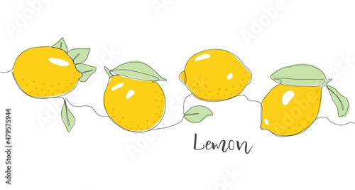 Lemon. One line drawing isolated on white background. Beautiful hand drawn design vector illustration for posters, wall art, tote bag, mobile case, t-shirt print. Icon. Menu. Food label