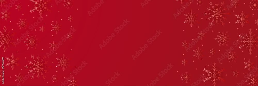 Snowy Dark red Snowflake design template banner Snowy Dark red Snowflake design template banner