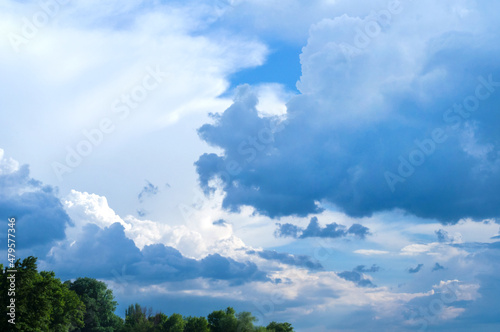 sky with cumulus clouds, light and shadow distance and height © shediva