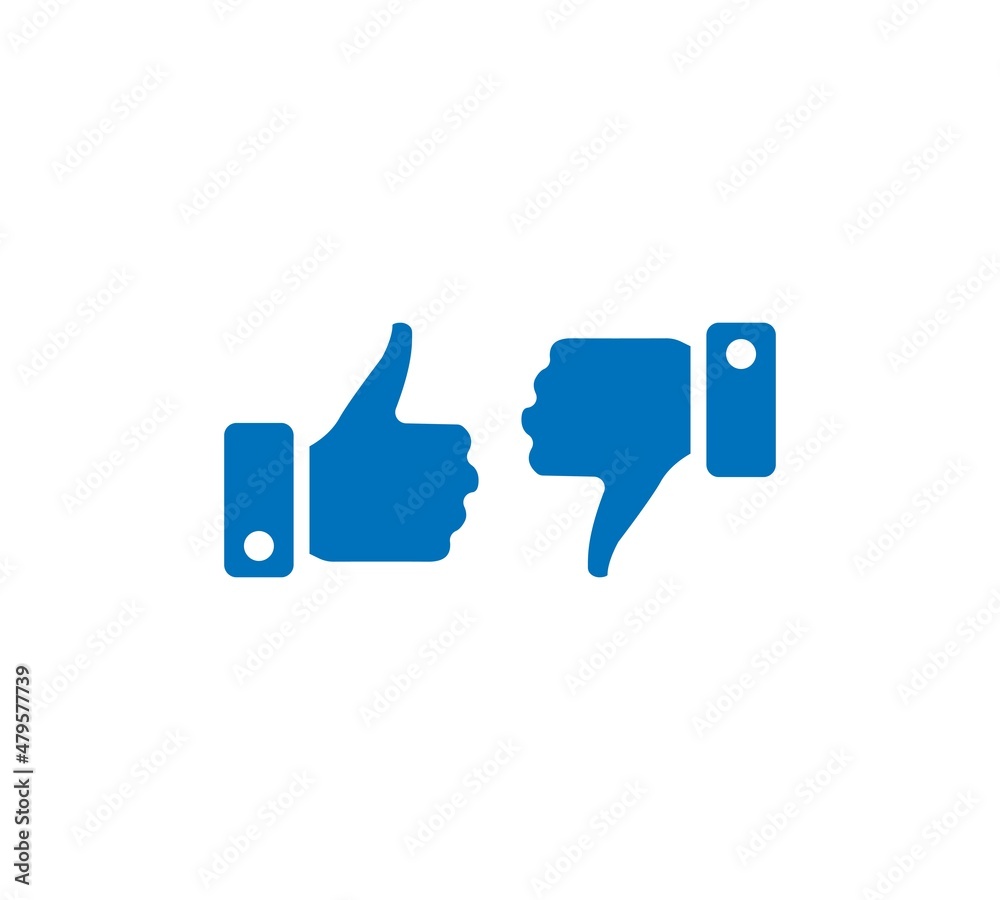 Dislike and like icon flat. Black pictogram on white background. Vector illustration symbol and bonus button Dislike and like icon flat. Black pictogram on white background. Vector illustration symbol and bonus button