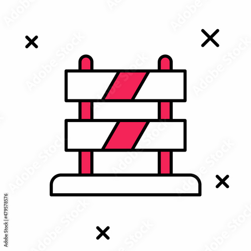Filled outline End of railway tracks icon isolated on white background. Stop sign. Railroad buffer end to destination. Vector