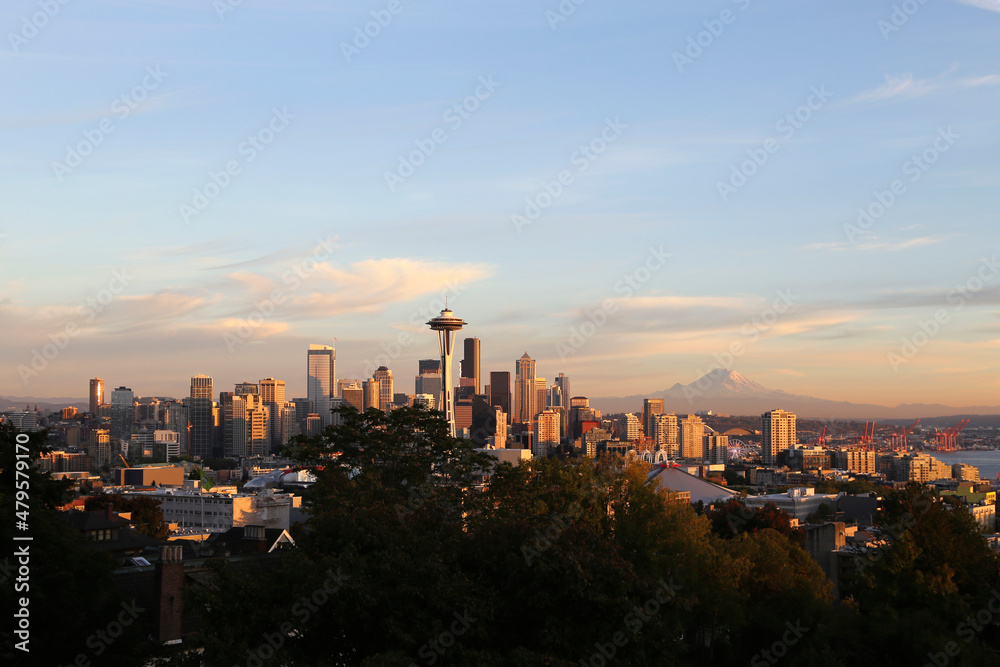 Skyline von Seattle, USA im Herbst