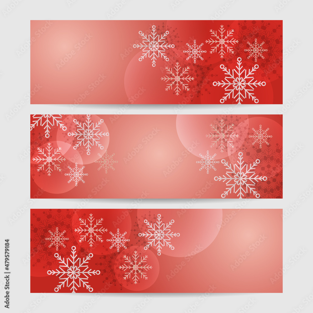 Winter Cool red Snowflake design template banner