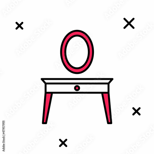Filled outline Dressing table icon isolated on white background. Vector