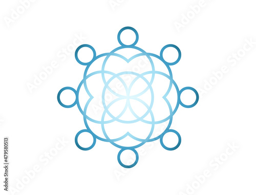 abstract silhouette of lines forming a crowd of people working together for a team or abstract logo