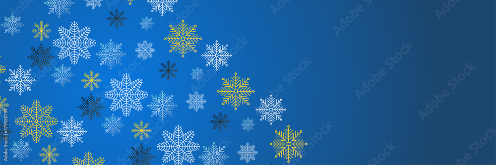 Winter blue Snowflake design template banner