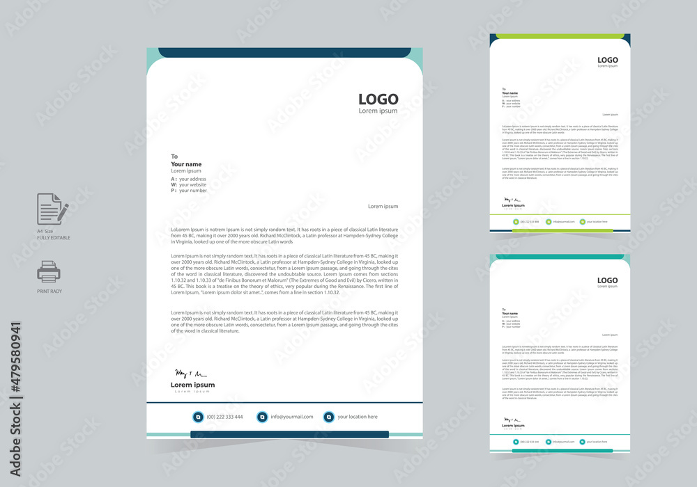 A4 letterhead design template vector A4 letterhead design template vector