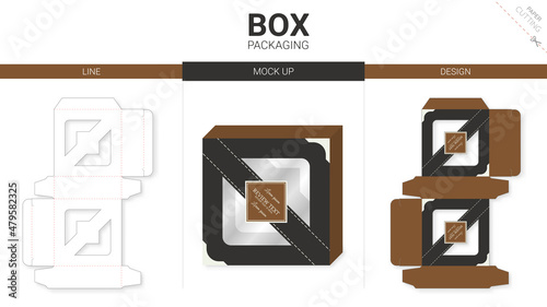 Box packaging and mockup die cut template
