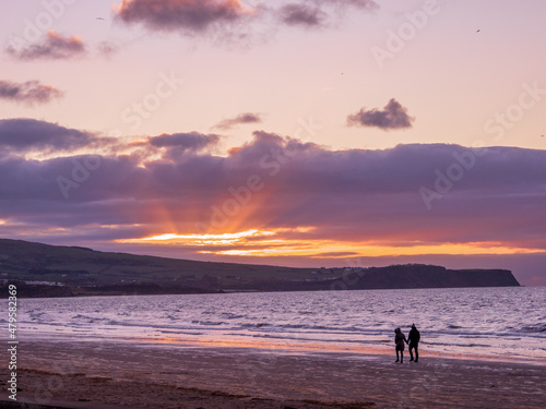 sunset on the beach at Ayr