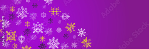 Winter purple Snowflake design template banner