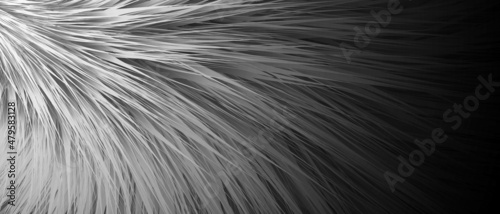  Halftone abstract 3d background. Design monochrome of fine fibers, threads, space plants, neon lighting. Vector illustration.