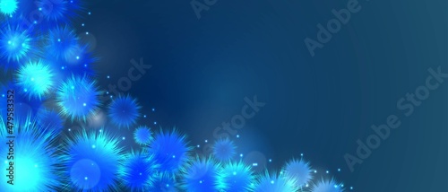 Neon frame, technology, blue background. Design of cosmic colors, glowing flashes of fireworks, the milky Way, stars, glare of light, constellations, LEDs. Vector illustration.