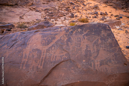 Petroglyphs in the nature in Saudi Arabia  photo