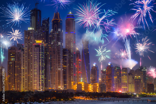 New Years fireworks display in Dubai, UAE