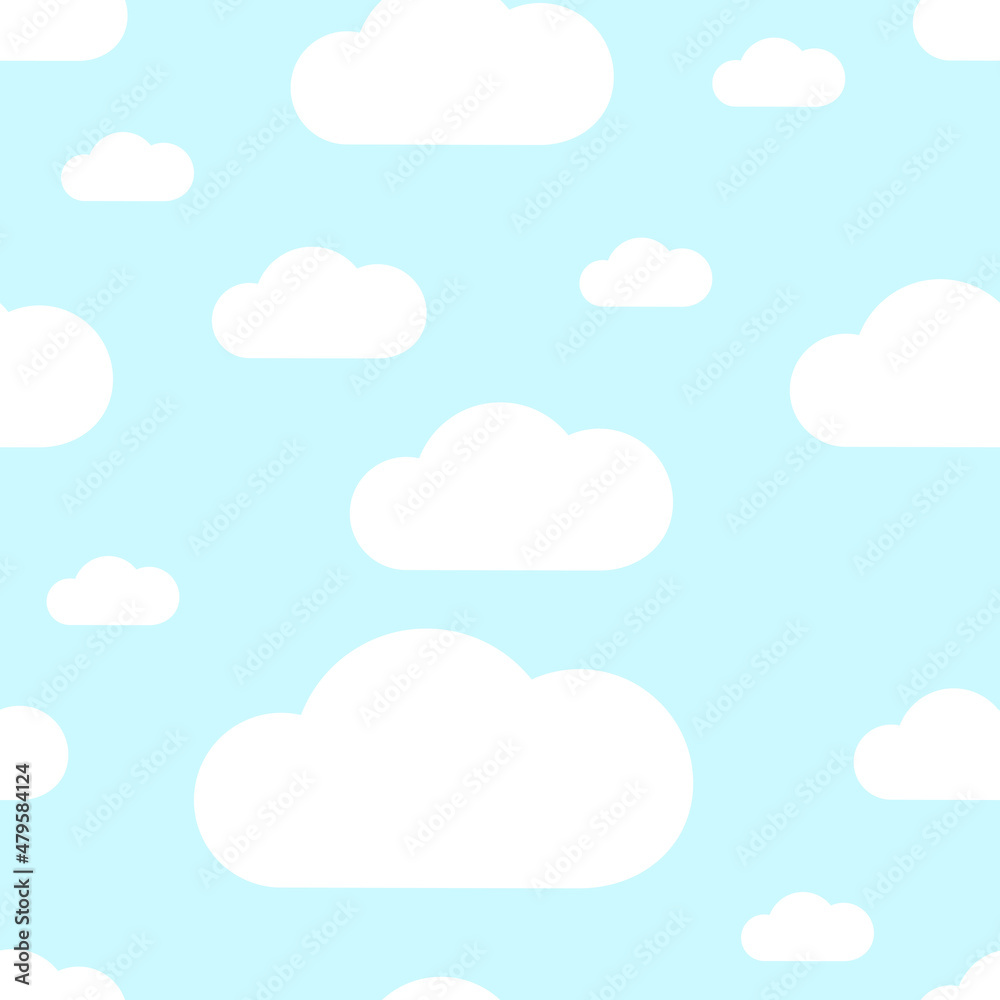 Seamless vector pattern with clouds. Vector texture for prints or backgrounds