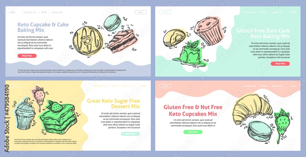 Fototapeta premium Keto baking mix, cake at web page concept set