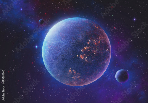 Purple and Blue Planet