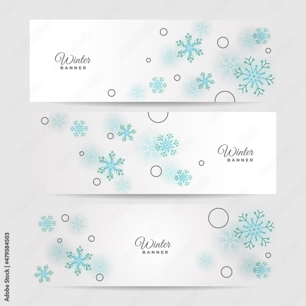 Snowy clear white Snowflake design template banner