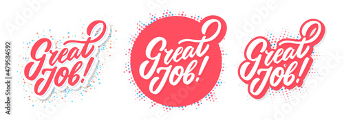 Great Job. Vector lettering banners set.