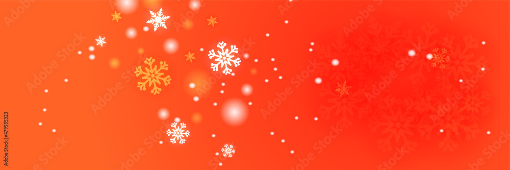 Bright snow red orange Snowflake design template banner