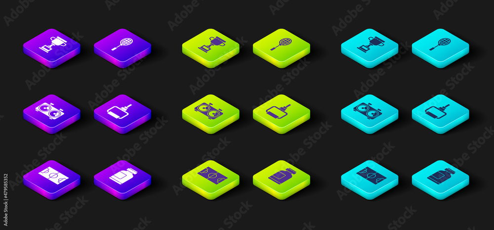 Set Football or soccer field, Sports nutrition, Time chess clock, TPX loop training equipment, Tennis racket and Award cup icon. Vector Set Football or soccer field, Sports nutrition, Time chess clock, TPX loop training equipment, Tennis racket and Award cup icon. Vector