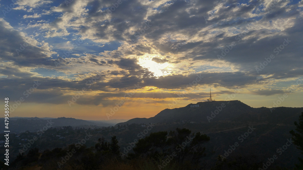 Panoramic view of the Hollywood hills surrounded by the mountains. Panoramic view of the Hollywood hills surrounded by the mountains.