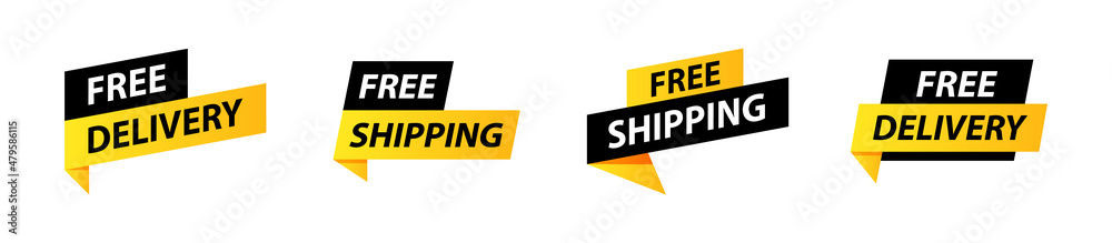 Free delivery or free shipping labels. Banner template. Vector illustration. Free delivery or free shipping labels. Banner template. Vector illustration.