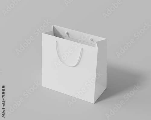 Empty  shopping bag for branding, white paper bag photo