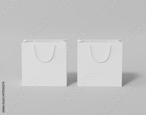 Empty  shopping bag for branding, white paper bag