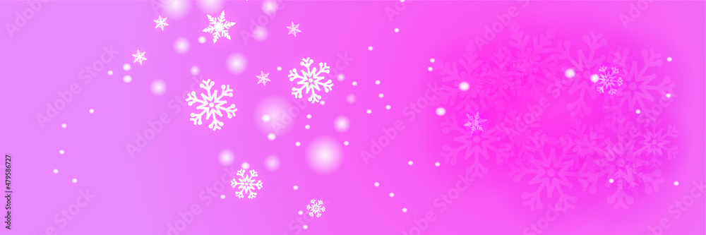 Bright snow pink purple Snowflake design template banner