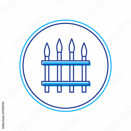 Filled outline Classic iron fence with metal pillars icon isolated on white background. Ancient wrought iron fence. Vector