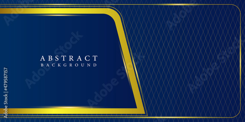 Dark blue background. Modern lines curved abstract presentation background. Luxury paper cut background. Abstract decoration, gold pattern