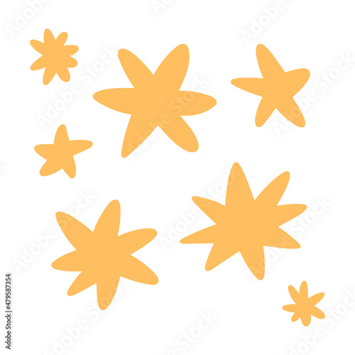 Soft yellow doodle stars vector elements