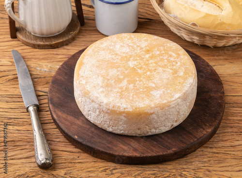Artisanal Canastra cheese from Minas Gerais, Brazil with bread and coffee