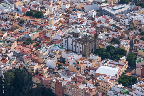 Foto aérea del pueblo de Aguimes y de la parroquía de San Sebastián, en la zona sureste de la isla de Gran Canaria photo