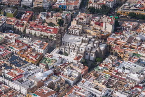 Fotografía aérea del barrio y catedral de Vegueta en la ciudad de Las Palmas, capital de la isla de Gran Canaria