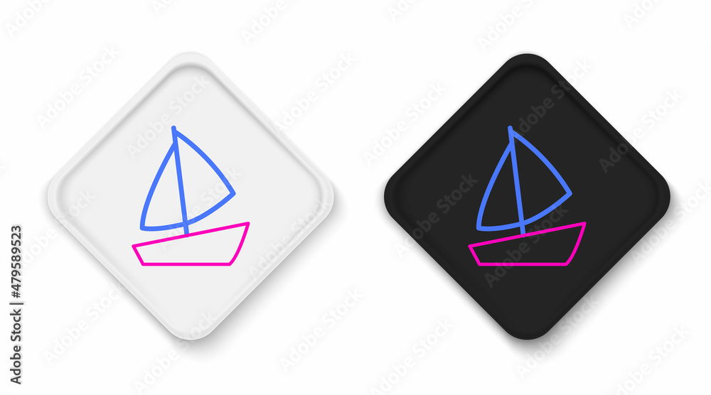 Line Yacht sailboat or sailing ship icon isolated on white background. Sail boat marine cruise travel. Colorful outline concept. Vector Line Yacht sailboat or sailing ship icon isolated on white background. Sail boat marine cruise travel. Colorful outline concept. Vector