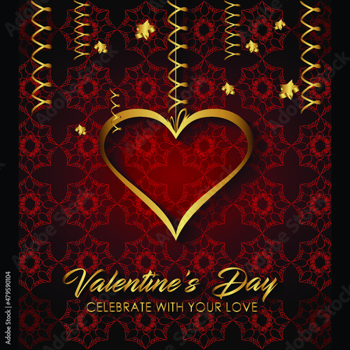 Illustration of love  heart greetings background, for happy valentine's day.