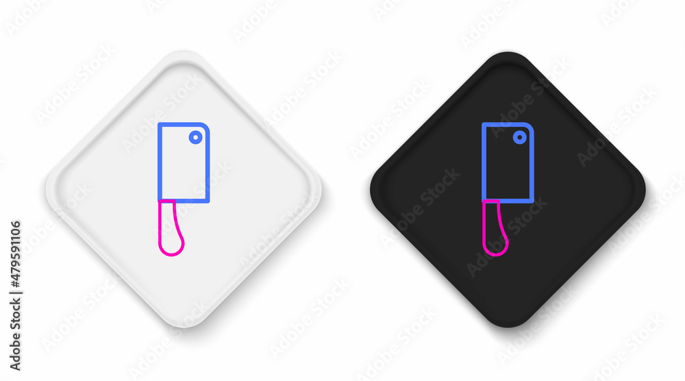 Line Meat chopper icon isolated on white background. Kitchen knife for meat. Butcher knife. Colorful outline concept. Vector Line Meat chopper icon isolated on white background. Kitchen knife for meat. Butcher knife. Colorful outline concept. Vector