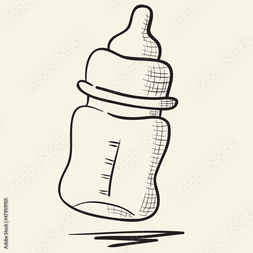 Hand drawn baby bottles illustration