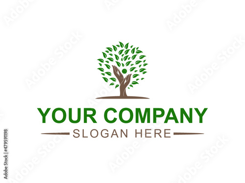 Human hands and tree natural logo vector