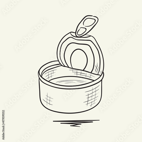 Open tin. Hand drawn vector illustration.