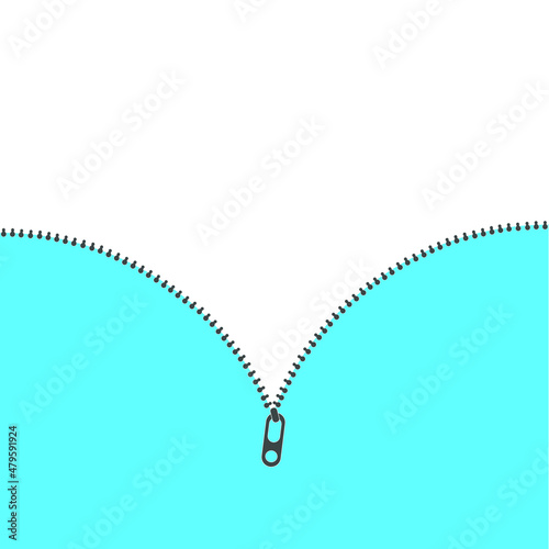 Open zipper background in flat style. Zipper with lock. Cloth fastener banner template. Vector illustration.Zippered lock and unlock. Zipper buttoned. Closed and open zipper.

