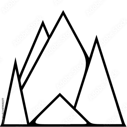 Combinación de montañas estilo geométrico con curvas suavizadas para diseño de logos