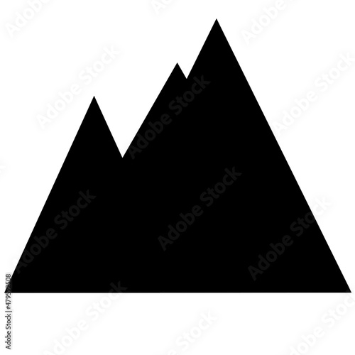 Montaña de tres picos en color negro para diseños de logotipos