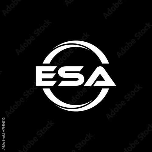 ESA letter logo design with black background in illustrator, vector logo modern alphabet font overlap style. calligraphy designs for logo, Poster, Invitation, etc.	