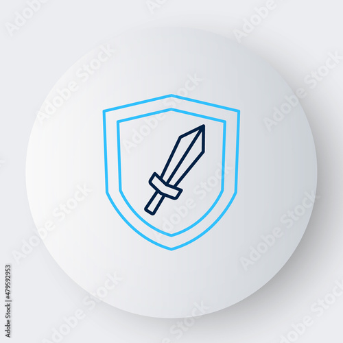 Line Sword for game icon isolated on white background. Colorful outline concept. Vector