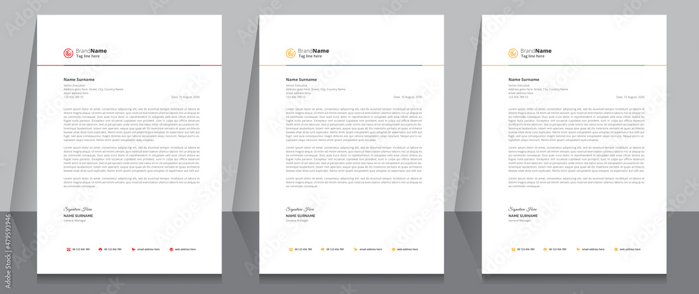 Letterhead format template, business style letterhead template design.