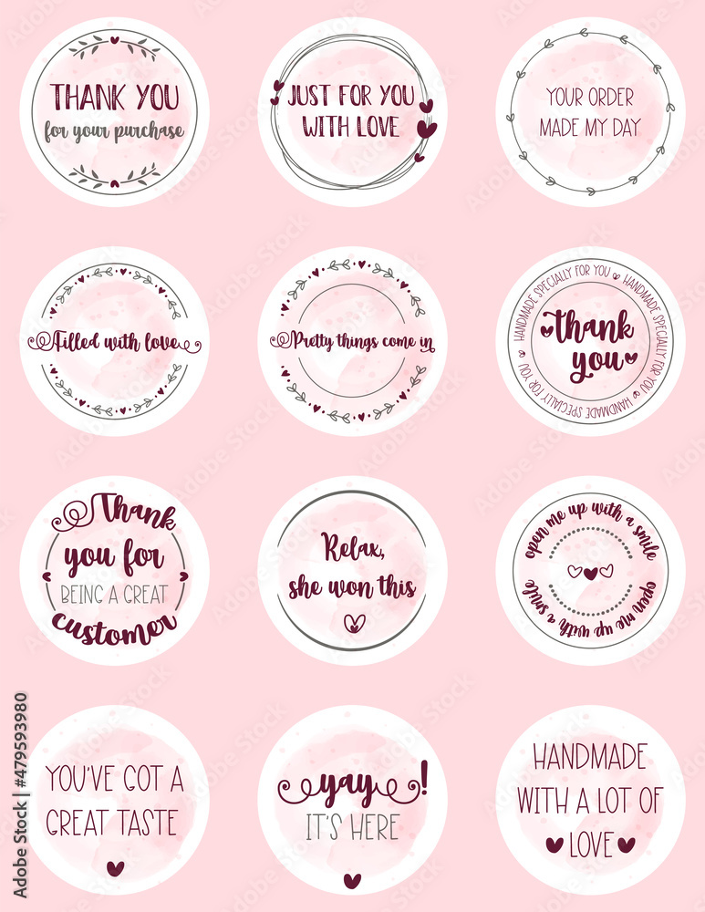 Thank you packaging round stickers. Vector illustration. Thank you packaging round stickers. Vector illustration.