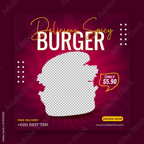 Food menu banner social media post templates and instagram banner post design template for promotions on the Food menu, Food social media promotion and Instagram banner post design template